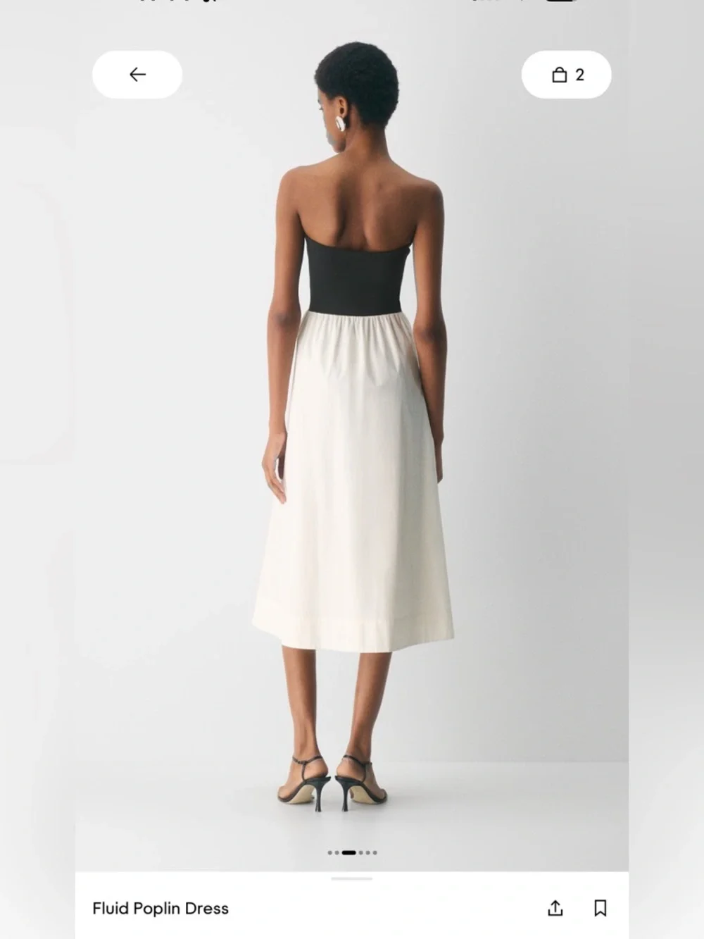 ARITZIA FLUID POPLIN DRESS CREAM/BLACK - Picture 2 of 2